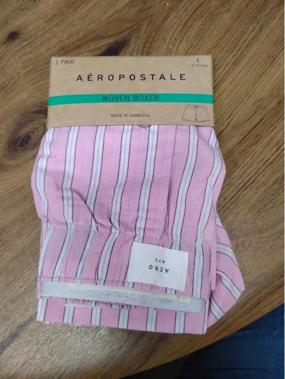 Aéropostale Woven Boxer Size L Pink and Blue Stripe NWT